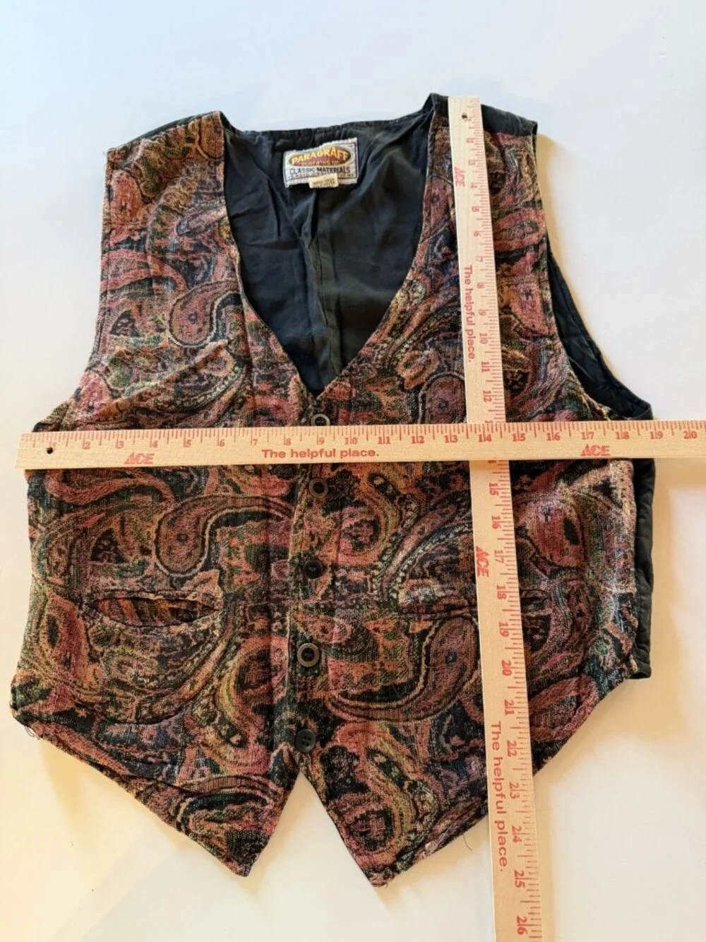 Vintage Paragraff tapestry paisley whimsigoth victorian steampunk BEATNIK vest L